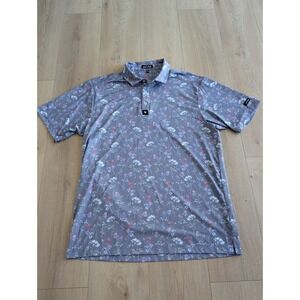 Bad Birdie Polo Shirt Mens XL Short Sleeve Floral Performance Stretch Golf